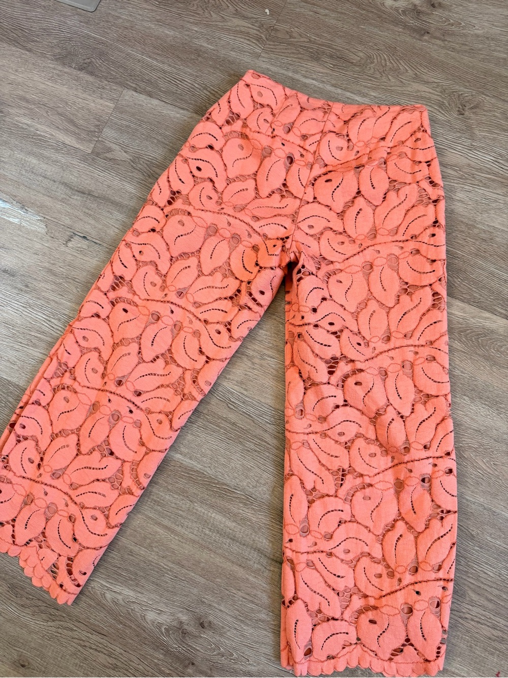 Anthropologie Coral Lace Wide-Leg Crop Pants 0212 - Picture 4 of 4